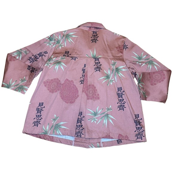 Norm Thompson Womens Orange Chinese Bamboo Print Button Up Jacket Size Large P - Picture 7 of 10